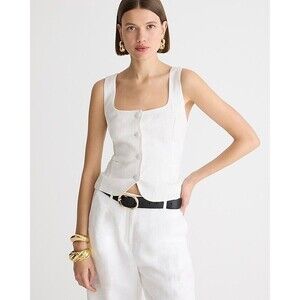 J.Crew Maia Scoopneck linen-blend vest  NWT Size 10